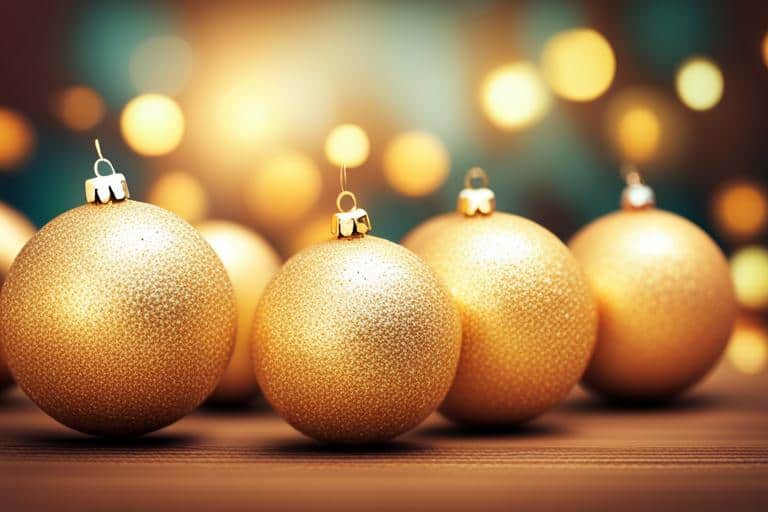 Goldene Weihnachtskugeln