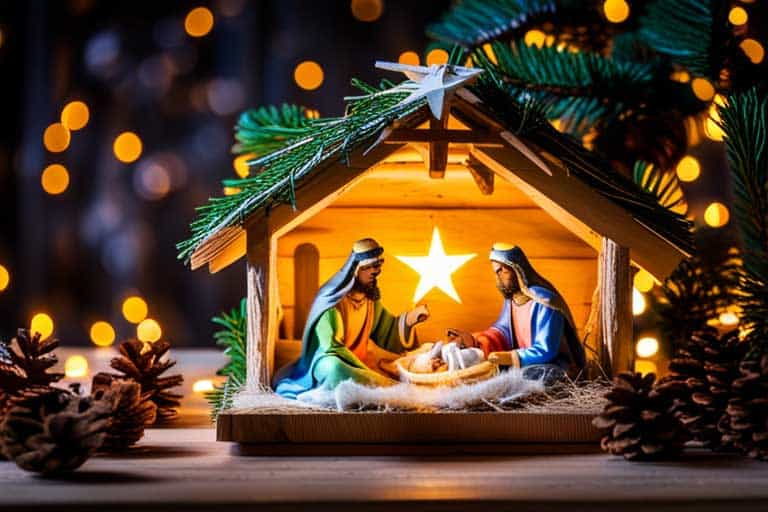 Weihnachtskrippe Holz mit Beleuchtung