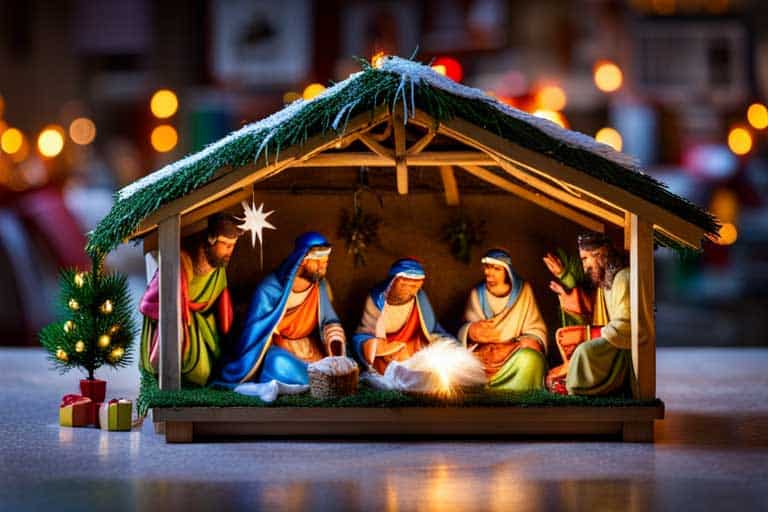 Beleuchtete Weihnachtskrippe