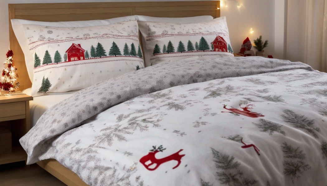 Bettwäsche aus Biber mit Weihnachtsmotiv (NF)