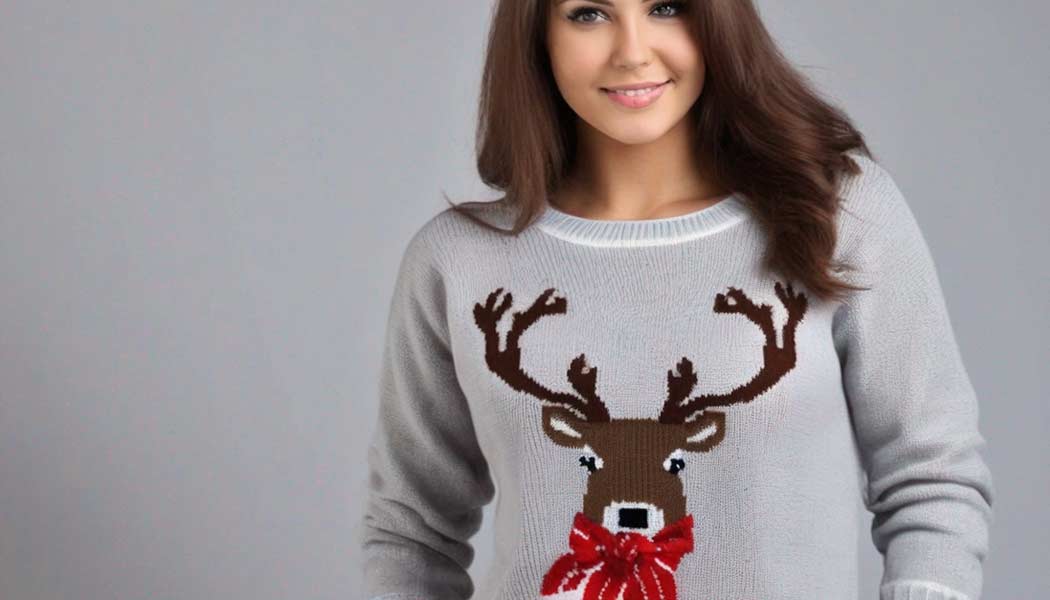 Damen Pullover mit Rentier (NF)