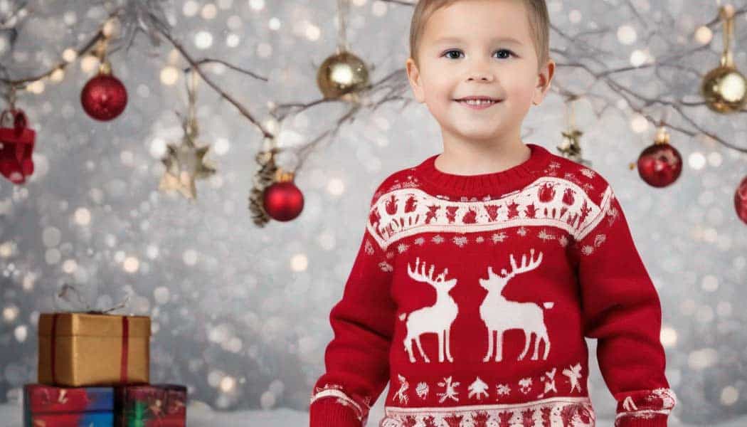Kinder Weihnachtspullover mit Rentier Motiv (NF)