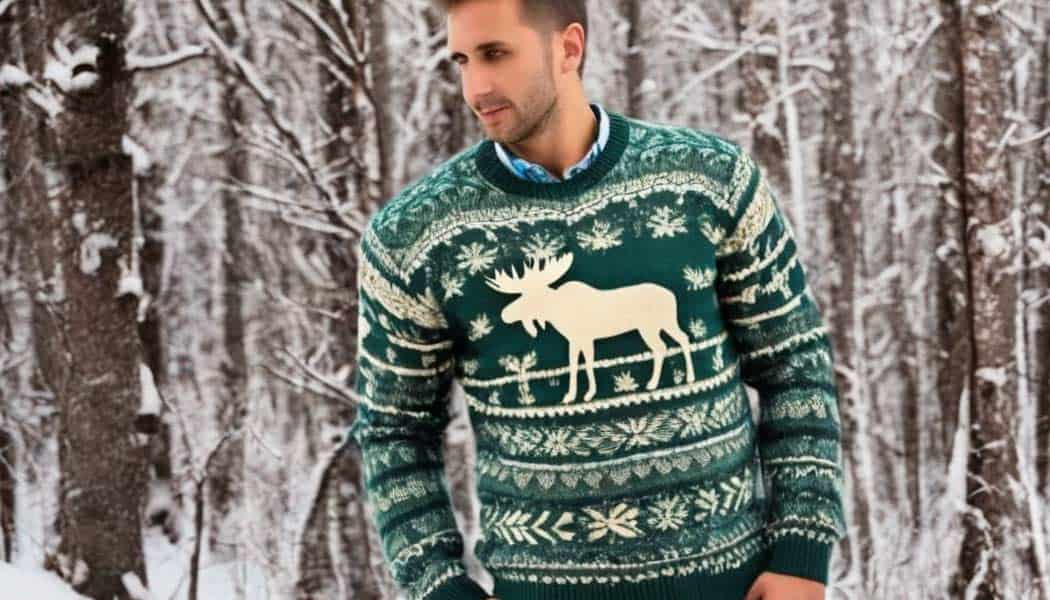 Pullover mit Elch für Herren (NF)